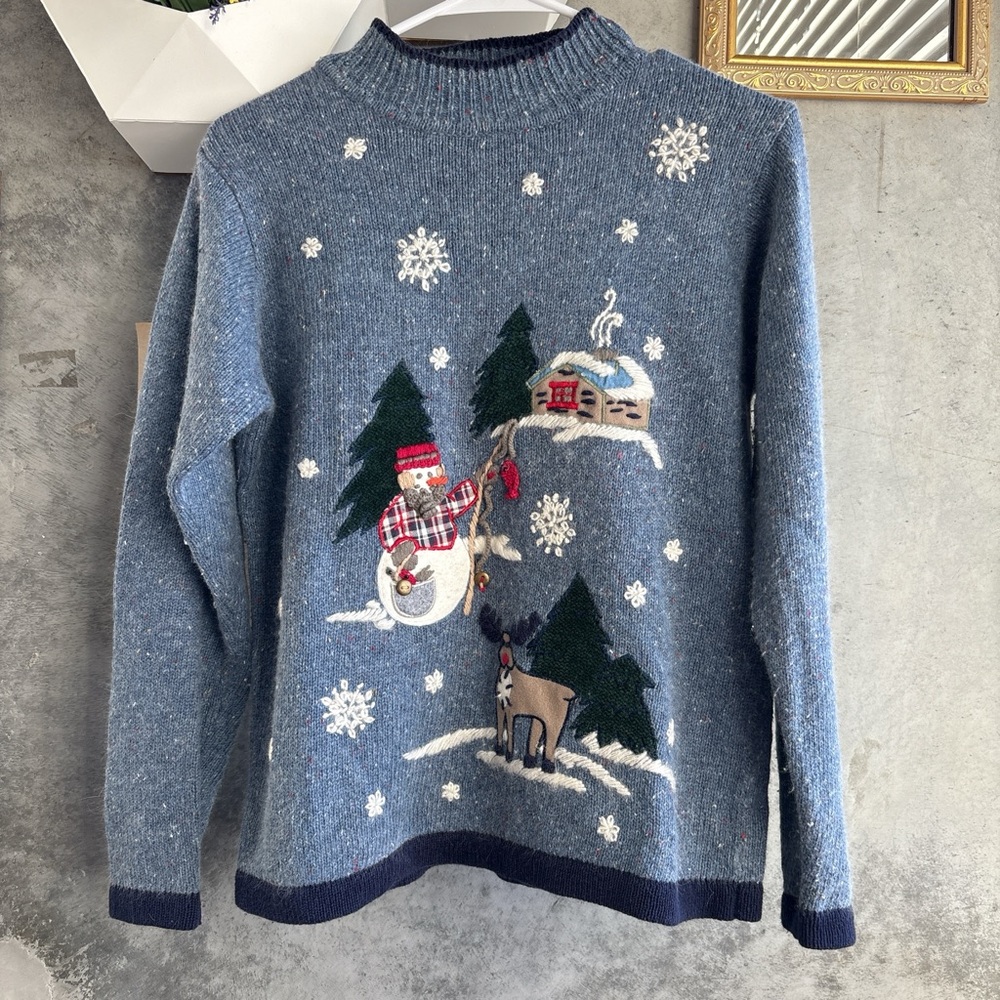 Victoria Jones Woman Blue Festive Sweater